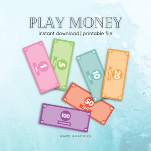 Jugar dinero, los niños fingen jugar, fingir dinero, dinero de juguete, dinero imprimible para que los niños jueguen / DESCARGA INSTANTÁNEA