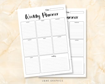 Wochenplaner druckbar, 7 Tage Wochenplaner, druckbare Organizer, | SOFORTIGER DOWNLOAD PDF