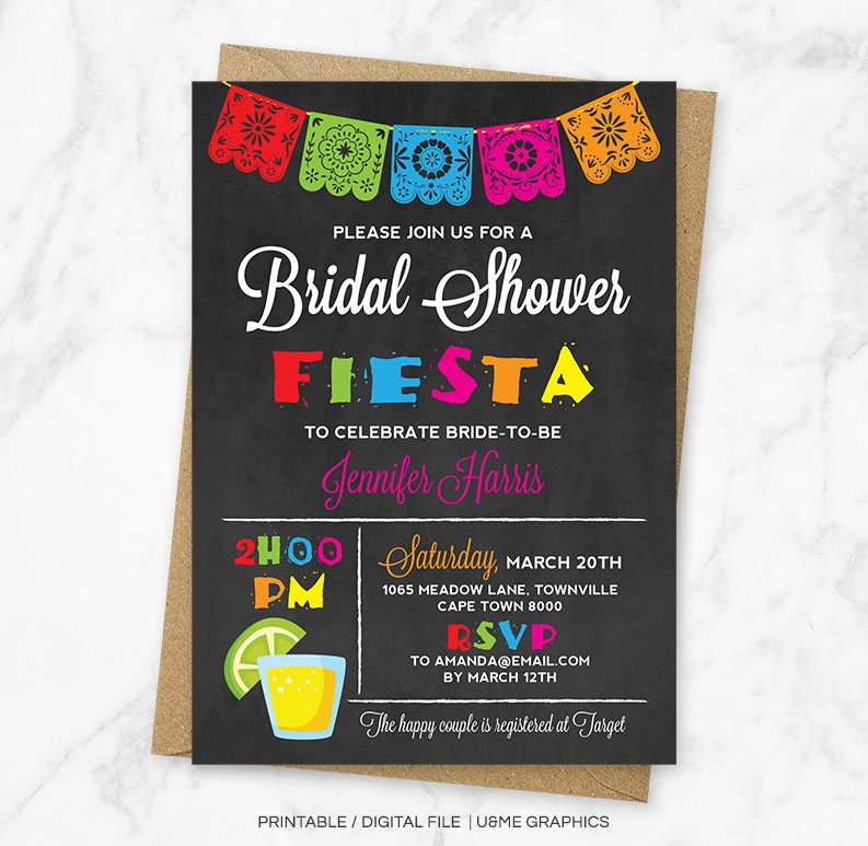Fiesta Bridal Shower Invitation Mexican Bridal Shower Etsy