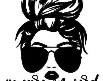 洋書 Funny Pictures Your Own Words Sticker.vinyl Decal.messy Bun.busy Mom