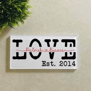 Decorative Name Tile Signs,Established Sign,Couple Sign,Personalized Tile Signs,Gift For Wife,Valentines Day Gift, Couple Gift, Established