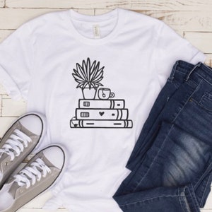 Books.Tea.Plants.Mountains.Coffee.Adventure.Iron On Vinyl.Make it at Home.T-Shirt Sticker.T-Shirt Decal.Iron On Patch.Diy