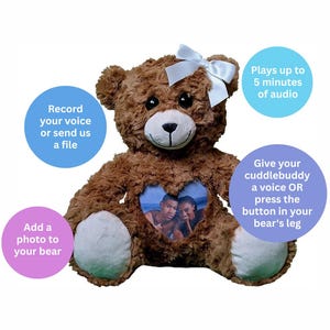 Custom Photo and Voice Stuffed Animal | Personalized Voice Recording Bear | Birthday Teddy Bear | Photo Teddy bear