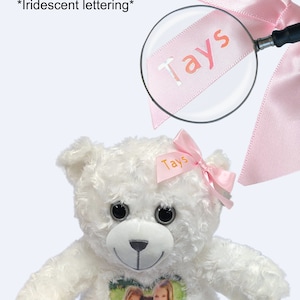 Custom Teddy Bear with Personalized Bow | Photo & voice Teddy Bear | Personalized Birthday Gifts | Voice Recording Gift | Christmas in July