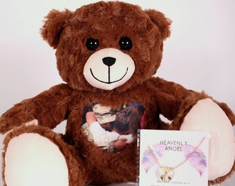 Guardian Angel Teddy Bear: Custom Photo & Voice Message - Comfort Gift