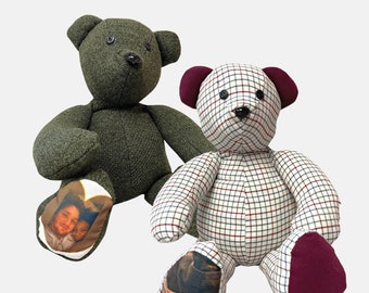 Custom Photo Memory Bear with Sound: Made from Loved One's Clothing