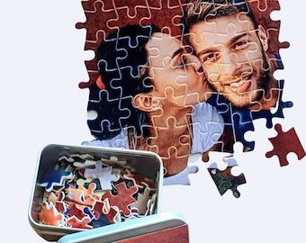 Custom Small Photo Puzzle + cute Photo Magnet | Personalized Puzzle | Picture Puzzle | Christmas in July | Summer Christmas