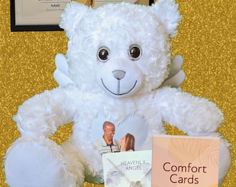 Custom Angel Memory Bear | Grief Bear | Photo & voice Teddy Bear| Bereavement Gifts | Hospice Gift  | Voice Recording Gift | Teddy Gift