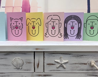 Letterpress I Love You Card Set: Handmade Greeting Cards, French Paper