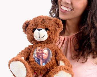 Aangepaste teddybeer met foto en stem | Teddybeer met stem van dierbaren | Herinneringsbeer | Sympathie geschenk | Gepersonaliseerde teddybeer | Opneembare beer