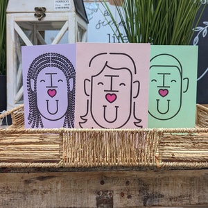 Juego de tarjetas tipográficas / Tarjeta de felicitación de personajes / Tarjetas con caras / Tarjeta de cumpleaños emergente / Tarjeta de cumpleaños número 50 / Tarjetas de aniversario