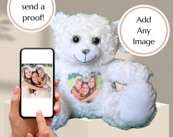 Oso blanco personalizado con foto y grabación de voz: peluche conmemorativo personalizado