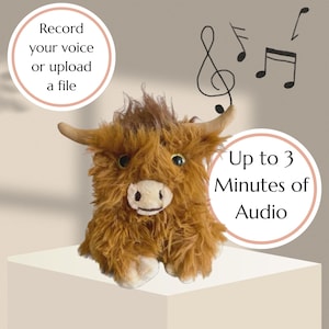 Highland Cow Stuffed Animal with Voice Recording - Personalized Comfort Toy