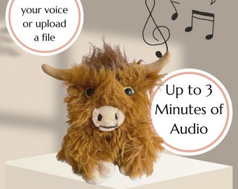 Highland Cow Stuffed Animal with Voice Recording - Personalized Comfort Toy