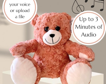 Osito de peluche rosa grabable, mensaje de voz personalizado, oso con latidos para baby shower, grabación de 3 minutos, regalo para despliegue militar.
