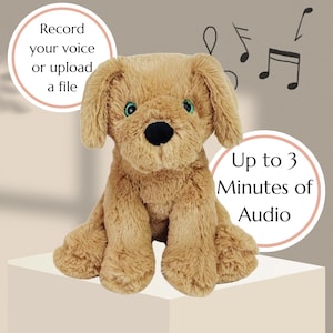 Recordable Golden Retriever Plush, Custom Voice Memo Dog, Stuffed Dog with Heartbeat, Pet Memorial Gift