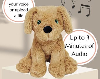 Recordable Golden Retriever Plush, Custom Voice Memo Dog, Stuffed Dog with Heartbeat, Pet Memorial Gift