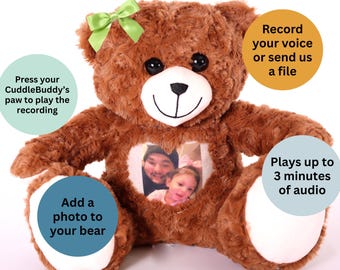 Custom Photo and Voice Stuffed Animal | Personalized Voice Recording Bear | Birthday Teddy Bear | Photo Teddy bear