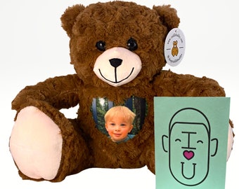 Personalized Photo Teddy Bear: Recordable Voice Message & Custom Card