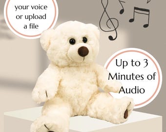 Osito de peluche blanco grabable, regalo reconfortante de peluche personalizado