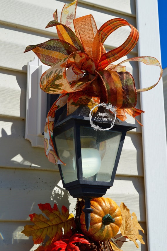 Fall Swag Bow Mailbox Topper Porch Light Decoration Outdoor Etsy