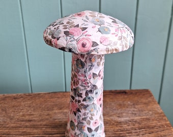 Beautiful Decopatched Wooden Mushroom