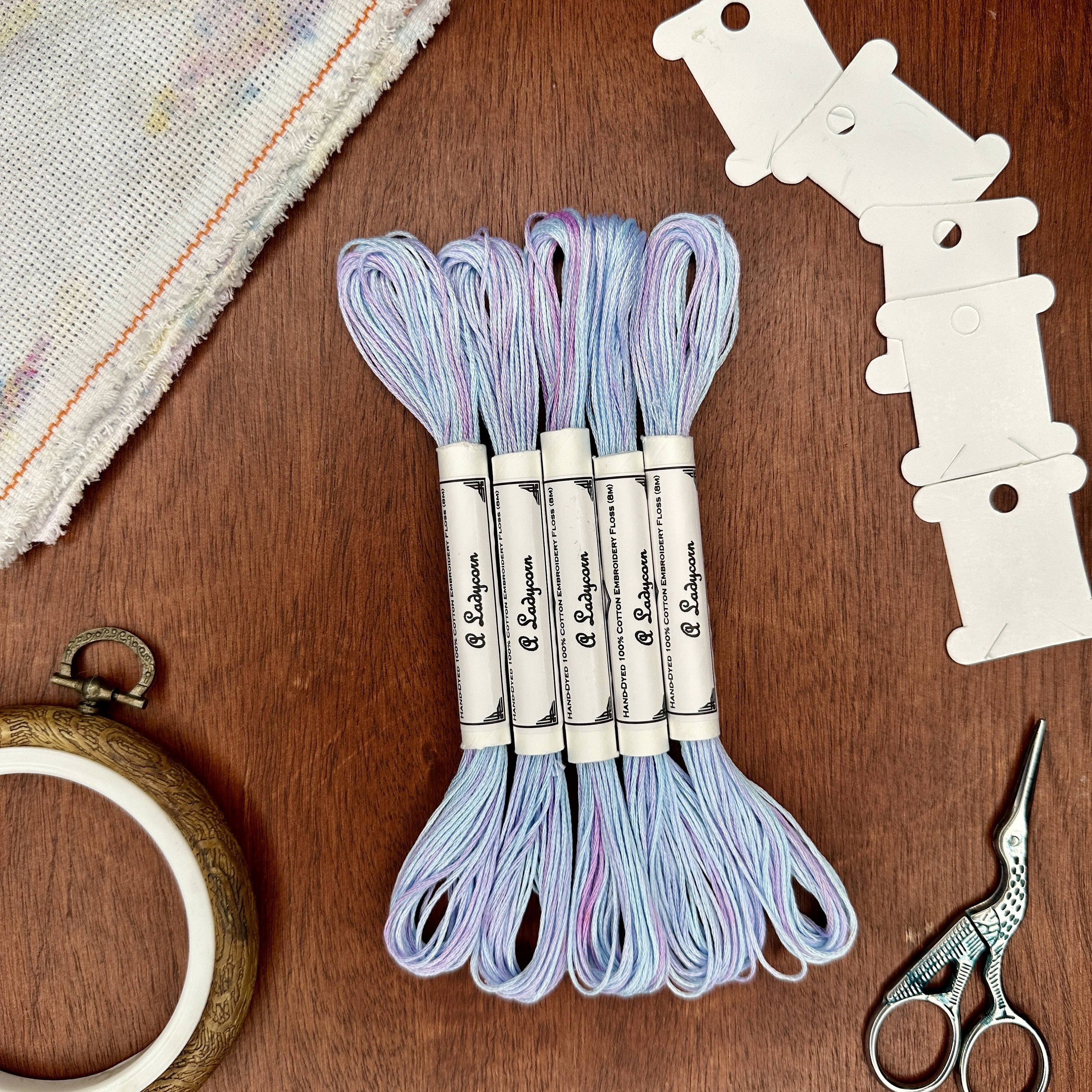 A Ladycorn Variegated Embroidery Floss Hand Dyed Thread in Shades