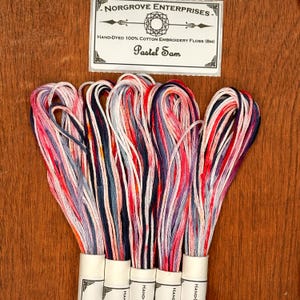 Pastel Sam Variegated Embroidery Floss — Hand Dyed Embroidery Thread in Shades of Pastel Purple, Pink, and White