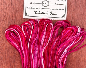 Valentine’s Treat Variegated Embroidery Floss Hand Dyed Embroidery Thread in Shades of Magenta and Pink