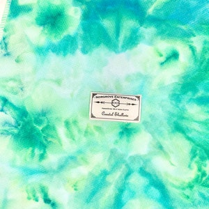 Coastal Shallows 16 ct Hand Dyed Cross Stitch Fabric Aida Cloth Panel in Shades of Aqua Blue and Teal Green