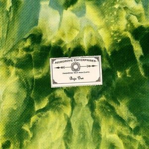 Baja Dew 16 ct Hand Dyed Artisan Cross Stitch Fabric Aida Cloth Panel in Shades of Electric Green