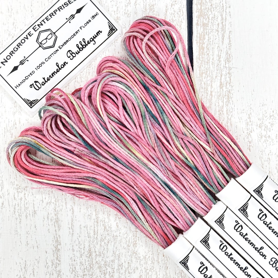 Watermelon Threading Watermelon Bubblegum Variegated Embroidery Floss Hand Dyed Embroidery ...
