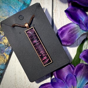 Pink Pond Ripples Handcrafted Pour Paint Fluid Art Necklace in Pink and Black