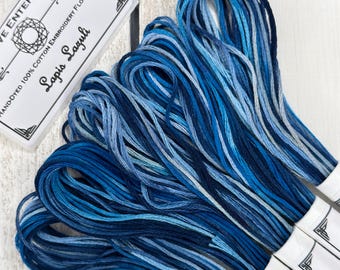 Lapis Lazuli Variegated Embroidery Floss Hand Dyed Embroidery Thread in Shades of Blue