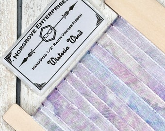 Blauweregen Wind Hand geverfd 1/2 Inch Rayon lint 5 yards lint trim in tinten van lavendel paars