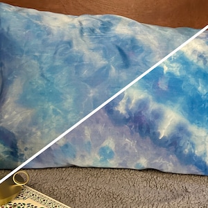 Ocean Serenity Hand Dyed Silk Pillowcase in Shades of Blue