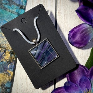 Gas Giant Handcrafted Pour Paint Fluid Art Necklace in Pink Grey Black and Teal