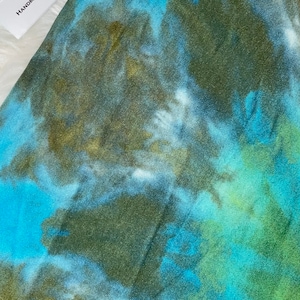 Hypnotic River Handmade Tie Dye Charmeuse Silk Scarf in Shades of Blue and Green