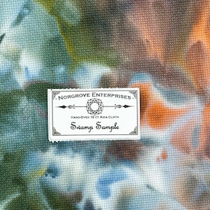 Swamp Sample 16 ct Hand Dyed Cross Stitch Fabric Aida Cloth Panel in Shades of Green and Brown