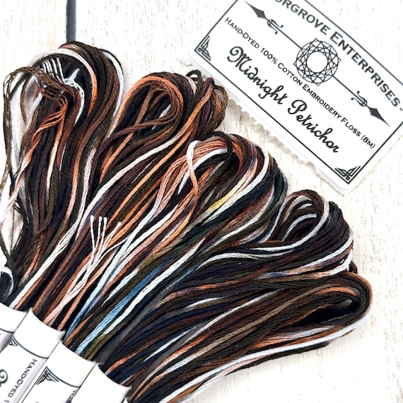 Midnight Petrichor Variegated Embroidery Floss Hand Dyed