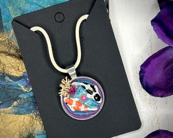 Yin Yang Koi Handcrafted Clay Moss and Resin Koi Fish Necklace