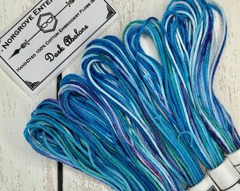 Dark Abalone Variegated Embroidery Floss  Hand Dyed Thread in Shades of Blue and Purple