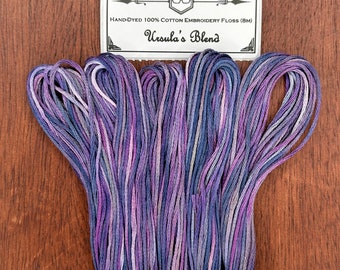 Ursula’s Blend Variegated Embroidery Floss Hand Dyed Embroidery Thread in Shades of Purple