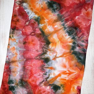 Autumnal Agate 18 ct Hand Dyed Artisan Cross Stitch Fabric Aida Cloth Panel in Shades of Red Orange and Green
