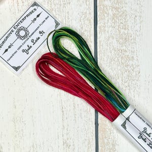 Juego de hilo de bordar abigarrado Yule Love It Juego de hilos de punto de cruz teñidos a mano en tonos de rojo y verde