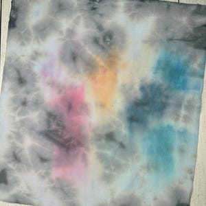 Shimmering in the Mist 18 ct Hand Dyed Artisan Cross Stitch Fabric Aida Cloth Panel in Grey with Rainbow Colors