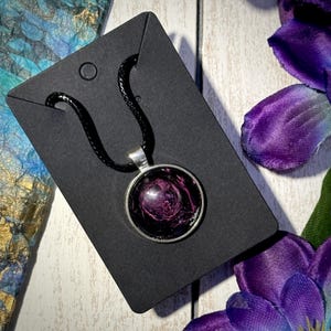 Star Nursery Handcrafted Pour Paint Fluid Art Necklace in Pink and Black