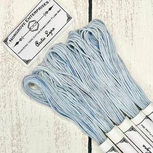 Arctic Lynx Variegated Embroidery Floss Hand Dyed Thread in Shades of Blue and Grey