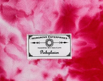 Pinksplosion 18 ct Hand dyed Artisan Cross Stitch Fabric Aida Cloth Panel in Berry Magenta Pink
