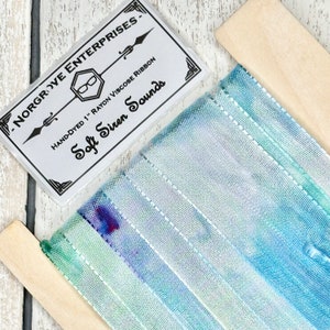 Leise Klänge 1-Zoll-Hand gefärbt Viskose-Band 5 Meter Zierband in den Farben Pastell Blau Aqua und Lila